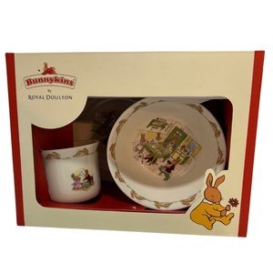 NIB Royal Doulton Bunnykins 3-Piece Children's Set: Cup, Plate, Cereal Bowl